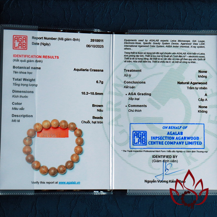 Vòng Trầm Hương Hạt Tròn | 10 Ly | Trầm Tốc Kiến Tự Nhiên Lâu Năm